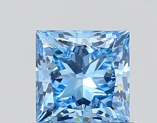 0.72ct Princess Lab Grown Diamond (Colour Fancy Vivid Blue, Clarity VVS2, IGI Certified)