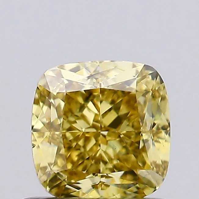 0.84ct Cushion modified Lab Grown Diamond (Colour Fancy Vivid Yellow, Clarity SI1, IGI Certified)