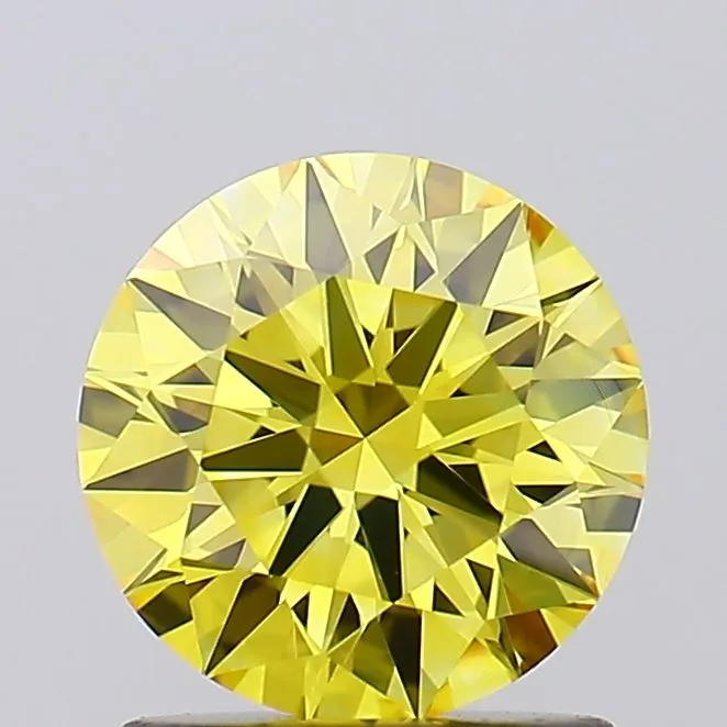 1.23ct Round Lab Grown Diamond (Colour Fancy Vivid Yellow, Clarity VVS2, Cut ID, IGI Certified)