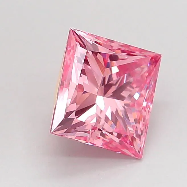 1.56ct Princess Lab Grown Diamond (Colour Fancy Vivid Pink, Clarity VVS2, Uncertified)
