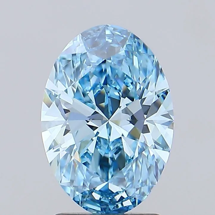 2.00ct Oval Lab Grown Diamond (Colour Fancy Vivid Blue, Clarity VVS1, IGI Certified)