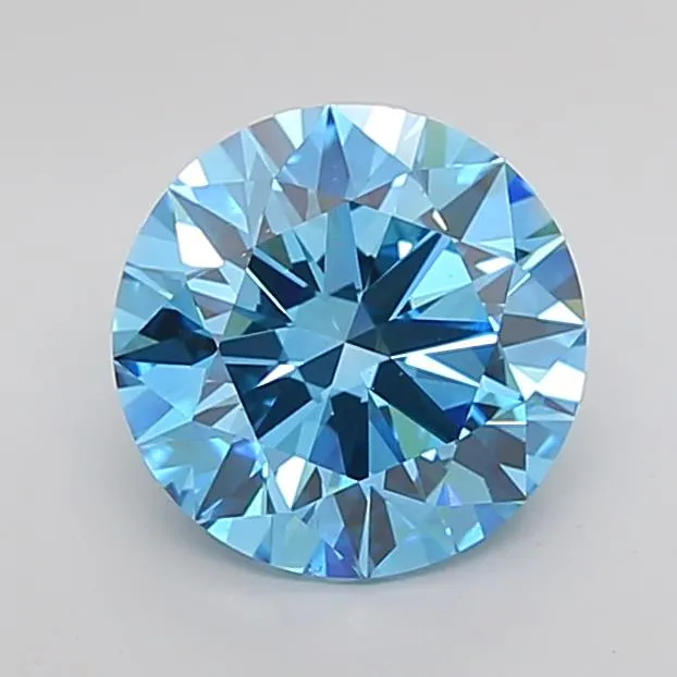 2.03ct Round Lab Grown Diamond (Colour Fancy Vivid Blue, Clarity SI1, Cut ID, IGI Certified)