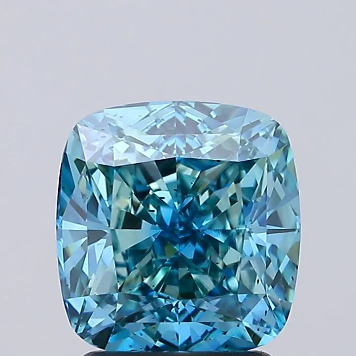 2.51ct Cushion modified Lab Grown Diamond (Colour Fancy Vivid Green Blue, Clarity SI1, IGI Certified)