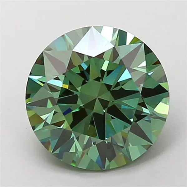 2.55ct Round Lab Grown Diamond (Colour Fancy Vivid Green, Clarity VVS2, Cut ID, IGI Certified)