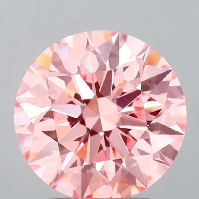 2.57ct Round Lab Grown Diamond (Colour Fancy Vivid Pink, Clarity VS1, Cut ID, IGI Certified)