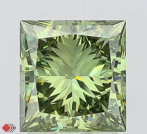 2.73ct Princess Lab Grown Diamond (Colour Fancy Vivid Green, Clarity VVS2, IGI Certified)