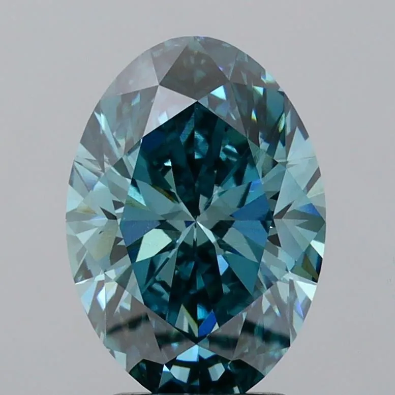 2.80ct Oval Lab Grown Diamond (Colour Fancy Vivid Greenish Blue, Clarity VVS2, IGI Certified)