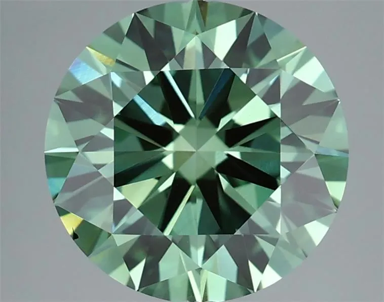 3.02ct Round Lab Grown Diamond (Colour Fancy Vivid Green, Clarity VS1, Cut ID, IGI Certified)