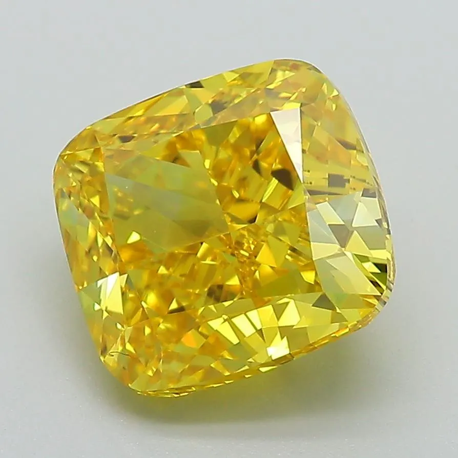 3.81ct Cushion modified Lab Grown Diamond (Colour Fancy Vivid Yellow, Clarity VVS2, IGI Certified)