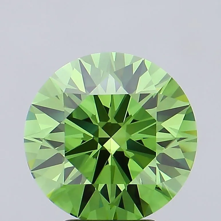 4.01ct Round Lab Grown Diamond (Colour Fancy Vivid Green, Clarity IF, Cut ID, IGI Certified)