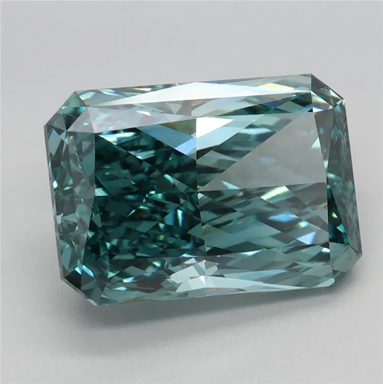 4.41ct Radiant Lab Grown Diamond (Colour Fancy Vivid Blue Green, Clarity VVS2, IGI Certified)