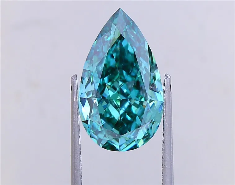 5.01ct Pear Lab Grown Diamond (Colour Fancy Vivid Green, Clarity VVS2, IGI Certified)