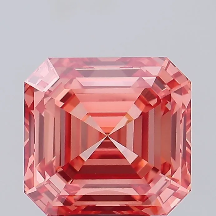 6.09ct Asscher Lab Grown Diamond (Colour Fancy Vivid Orangey Pink, Clarity VVS2, IGI Certified)