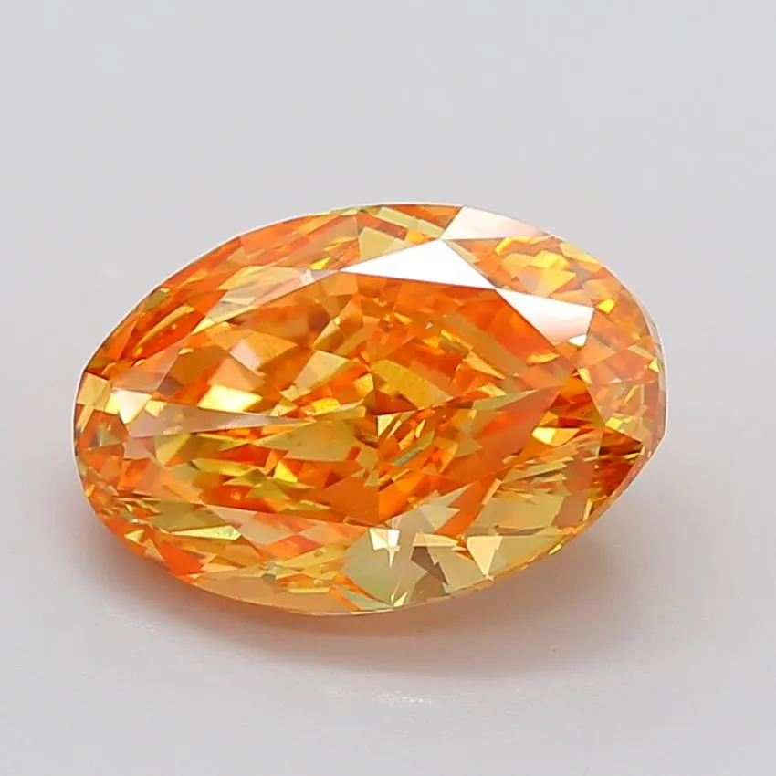 7.09ct Oval Lab Grown Diamond (Colour Fancy Vivid Pink Orange, Clarity VS1, IGI Certified)
